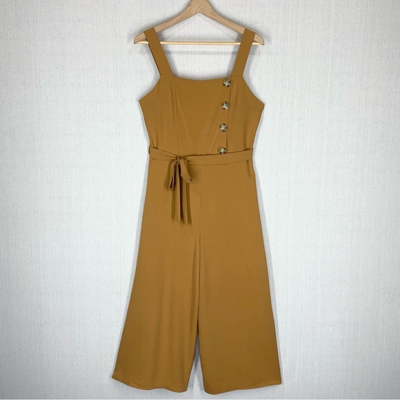 Everly~Women’s Sleeveless Jumpsuit~Cropped‎ Wide Leg~Golden Yellow~Sz S - Picture 1 of 11